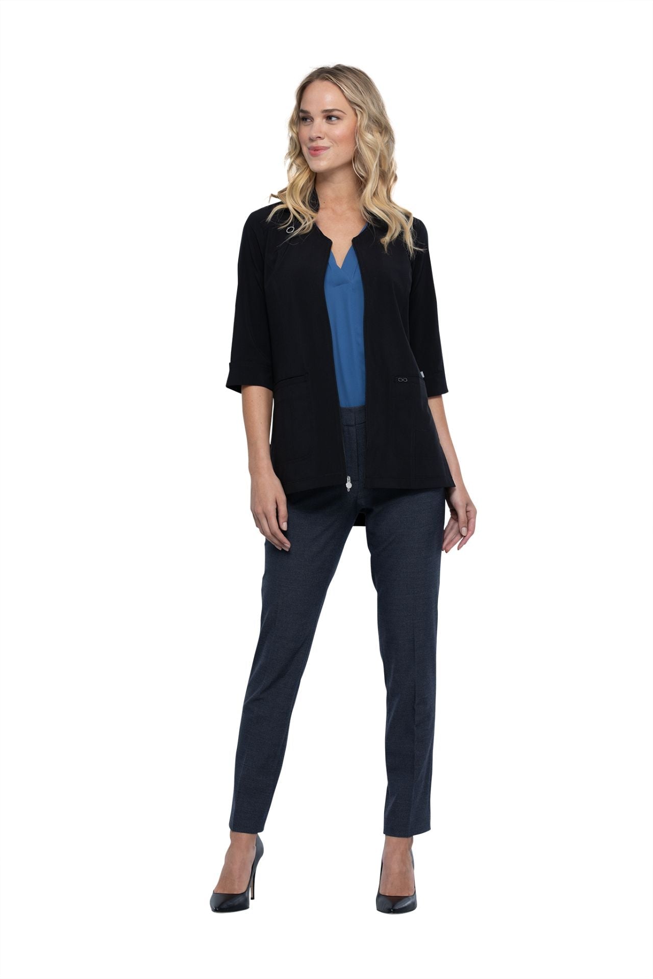 Black - Cherokee Infinity Zip Front Tunic
