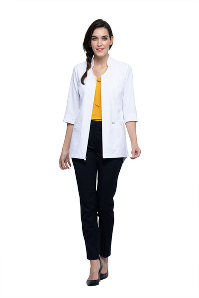White - Cherokee Infinity Zip Front Tunic