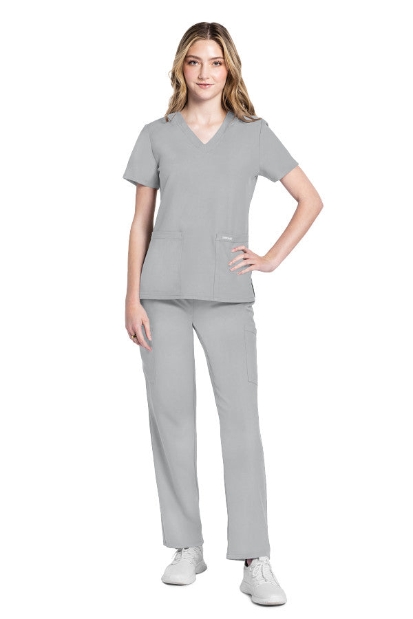 Grey - Cherokee Workwear Originals Ultra V-Neck Top