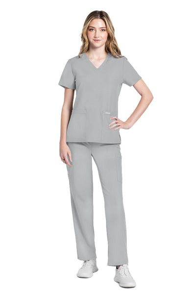 Grey - Cherokee Workwear Originals Ultra V-Neck Top