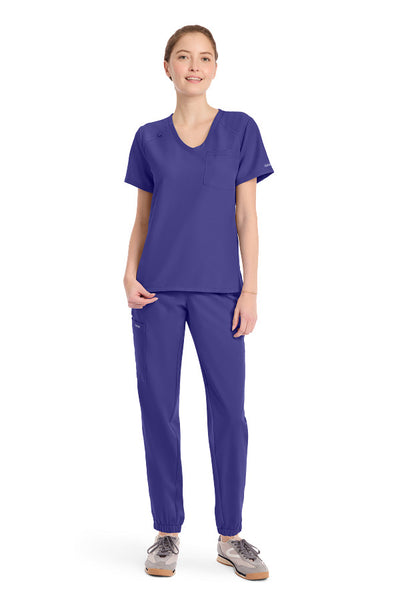 Grape - Cherokee Workwear Originals Ultra Tuckable V-Neck Top