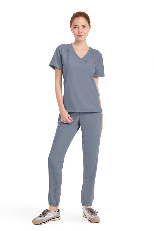 Grey - Cherokee Workwear Originals Ultra Tuckable V-Neck Top