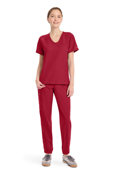 Red - Cherokee Workwear Originals Ultra Tuckable V-Neck Top