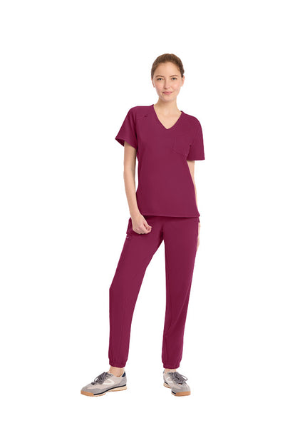 Wine - Cherokee Workwear Originals Ultra Tuckable V-Neck Top