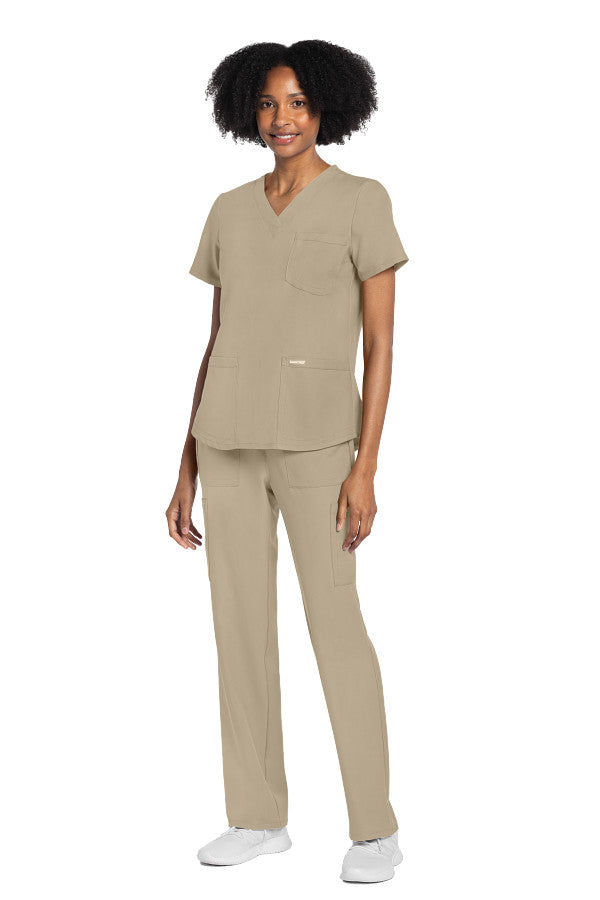 Khaki - Cherokee Workwear Originals Ultra V-Neck Top
