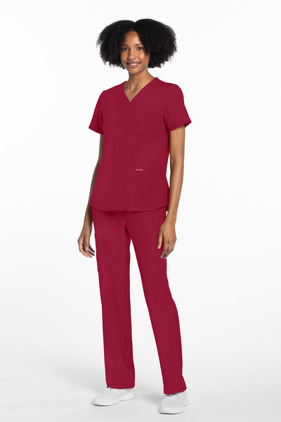 Red - Cherokee Workwear Originals Ultra V-Neck Top
