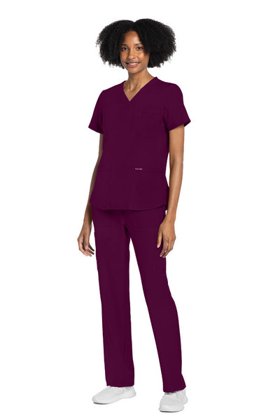 Wine - Cherokee Workwear Originals Ultra V-Neck Top