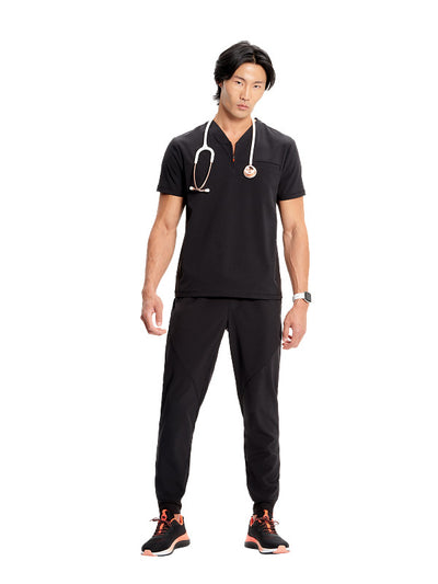 Black - Infinity GNR8 Men's Partial Zip V-Neck Top