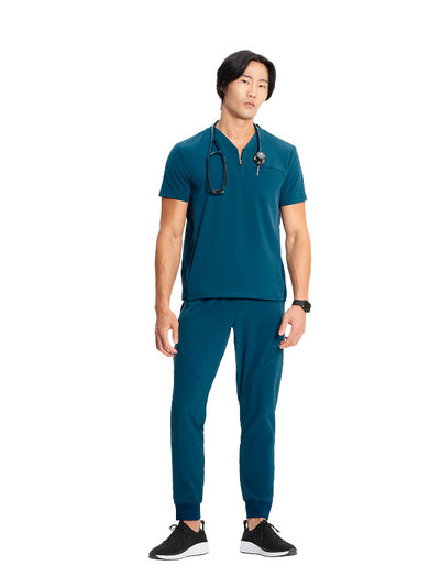 Caribbean Blue - Infinity GNR8 Men's Partial Zip V-Neck Top