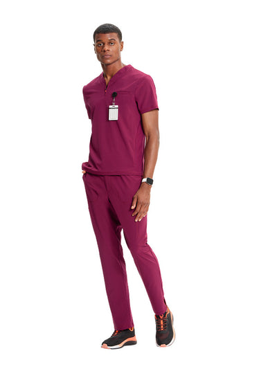 Wine - Infinity GNR8 Men's Partial Zip V-Neck Top
