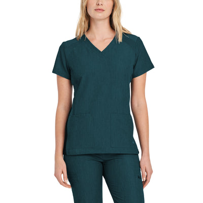 Caribbean - White Cross V-Tess 4-Pocket V-Neck Scrub Top