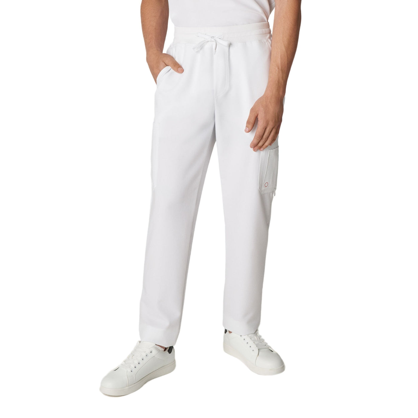 White - White Cross V-Tess Men's Straight Leg Cargo Scrub Pants