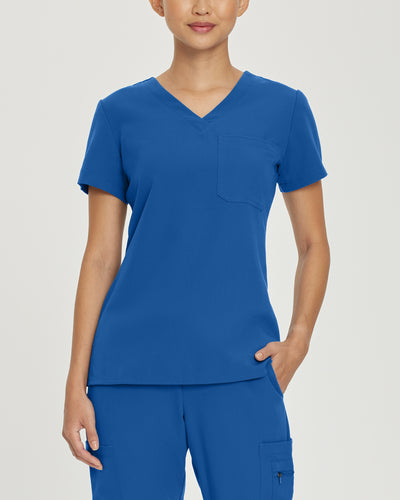 Royal - White Cross V-Tess 1-Pocket V-Neck Scrub Top