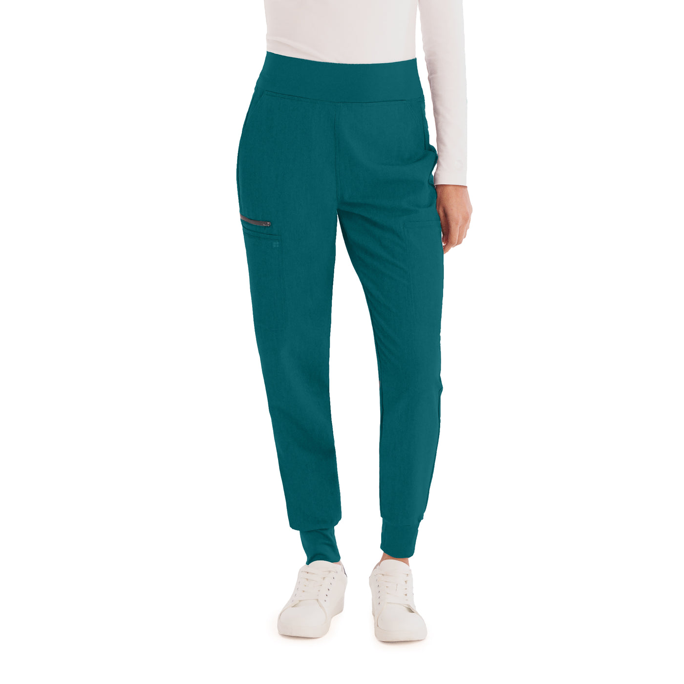 Caribbean - White Cross V-Tess Jogger with Jersey Knit Contrast