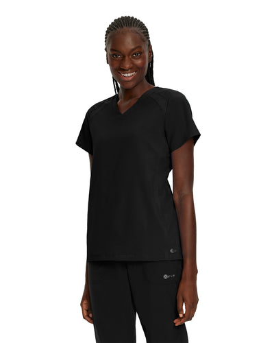 Black - White Cross Fit 2-Pocket V-Neck Scrub Top