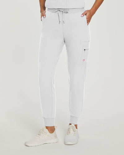 White - White Cross V-Tess Banded Bottom Jogger Scrub Pants