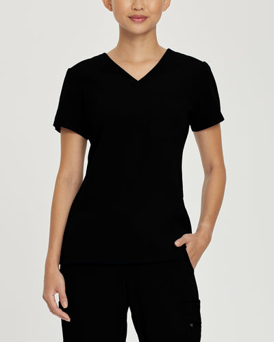 Black - White Cross V-Tess 1-Pocket V-Neck Scrub Top