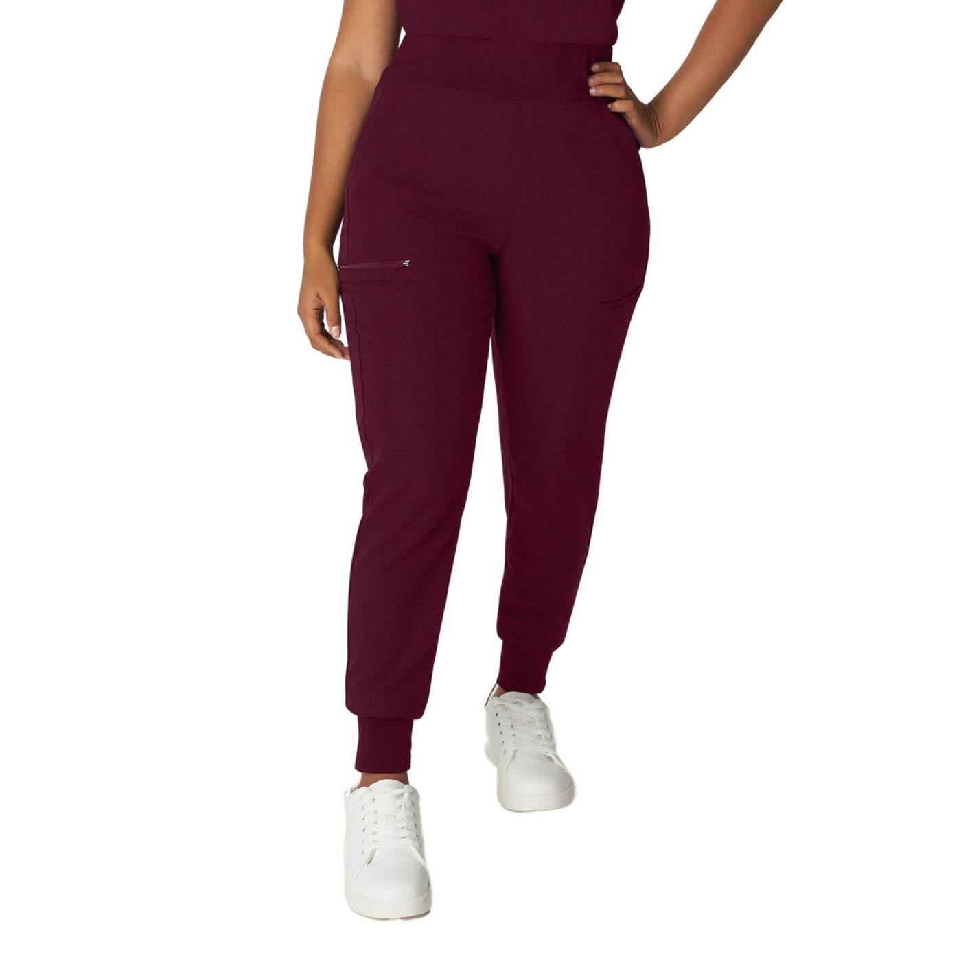 Wine - White Cross V-Tess Jogger with Jersey Knit Contrast