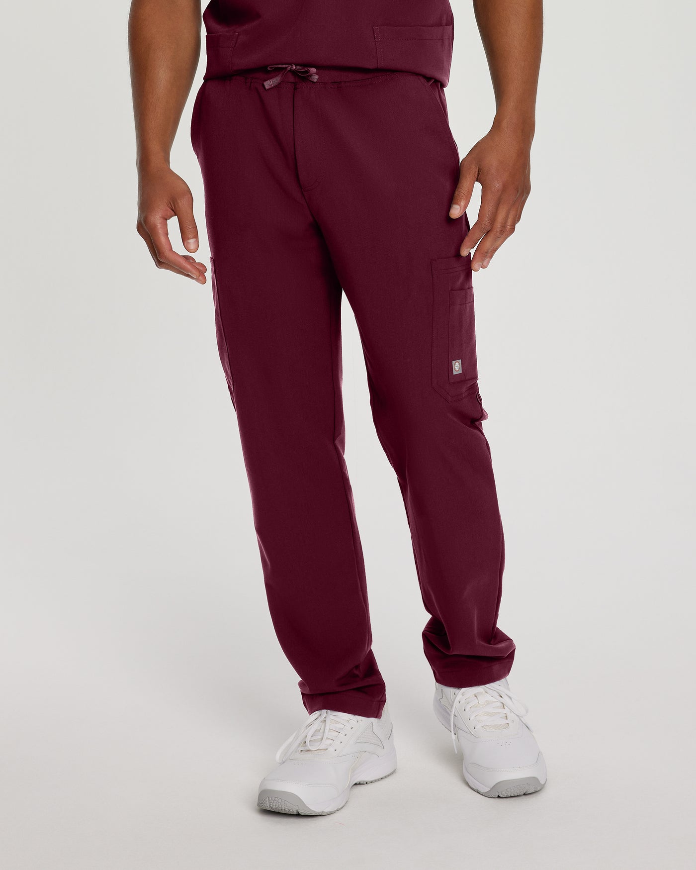 Wine - White Cross V-Tess Men's Straight Leg Cargo Scrub Pants