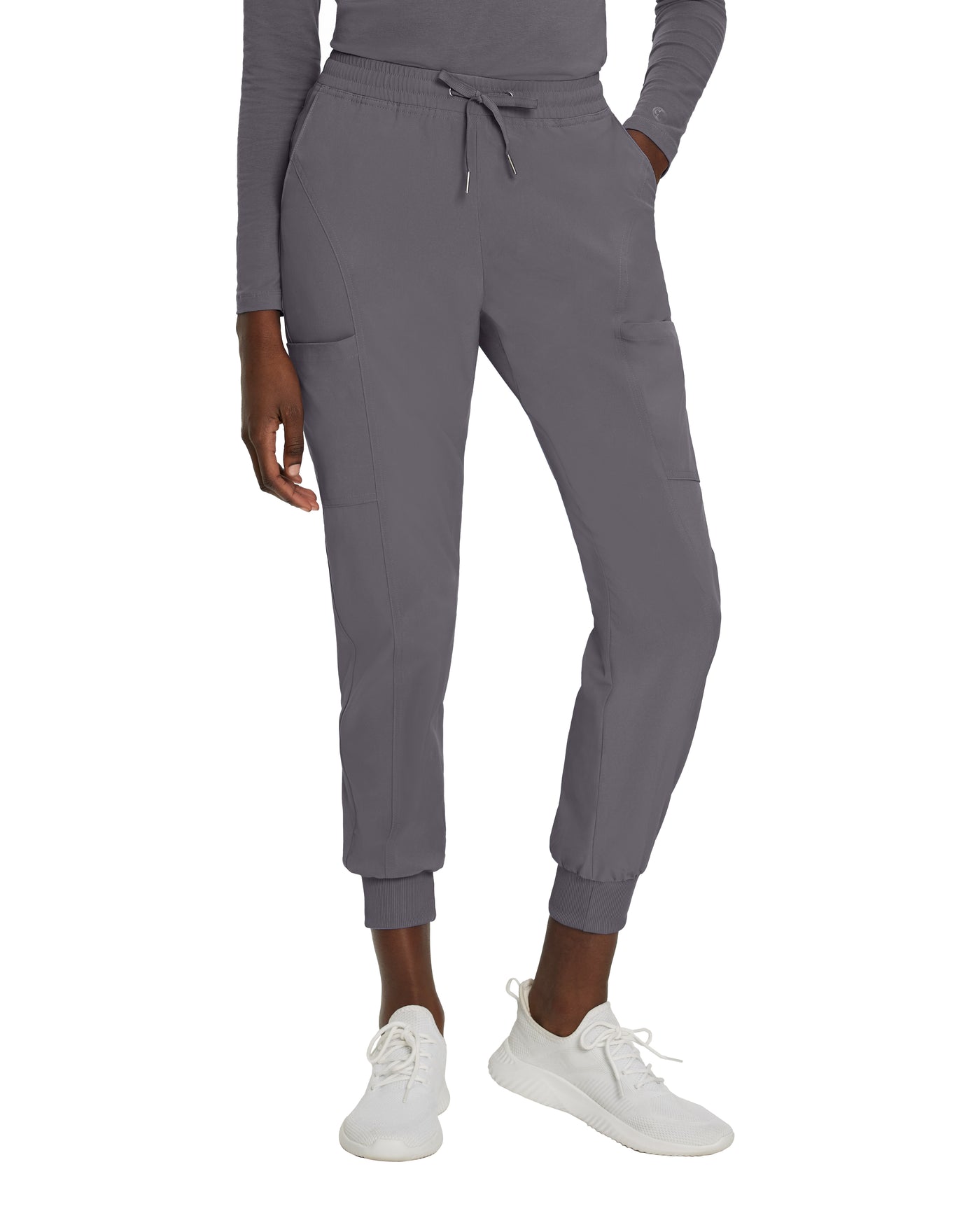 Pewter - White Cross Fit Cargo Jogger Scrub Pants