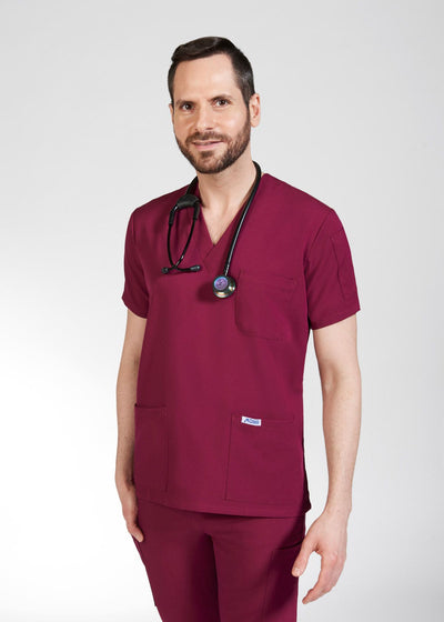 Burgundy - MOBB Mentality The Andy Unisex Scrub Top