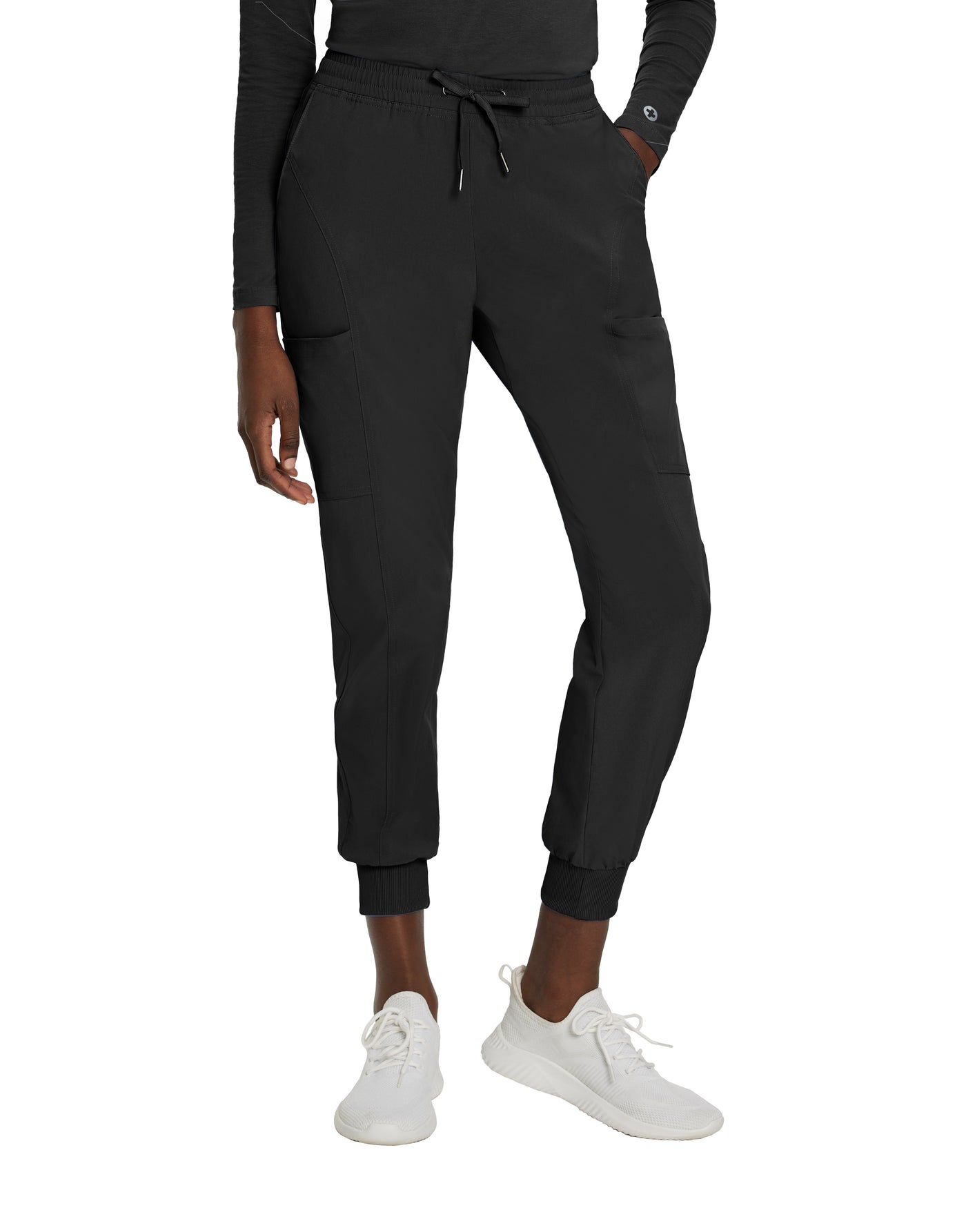 Black - White Cross Fit Cargo Jogger Scrub Pants