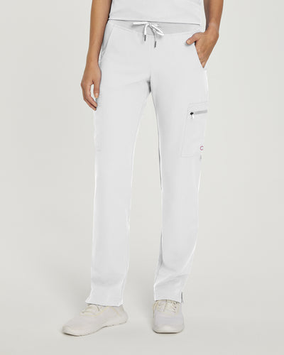 White - White Cross V-Tess Straight Leg Cargo Scrub Pants