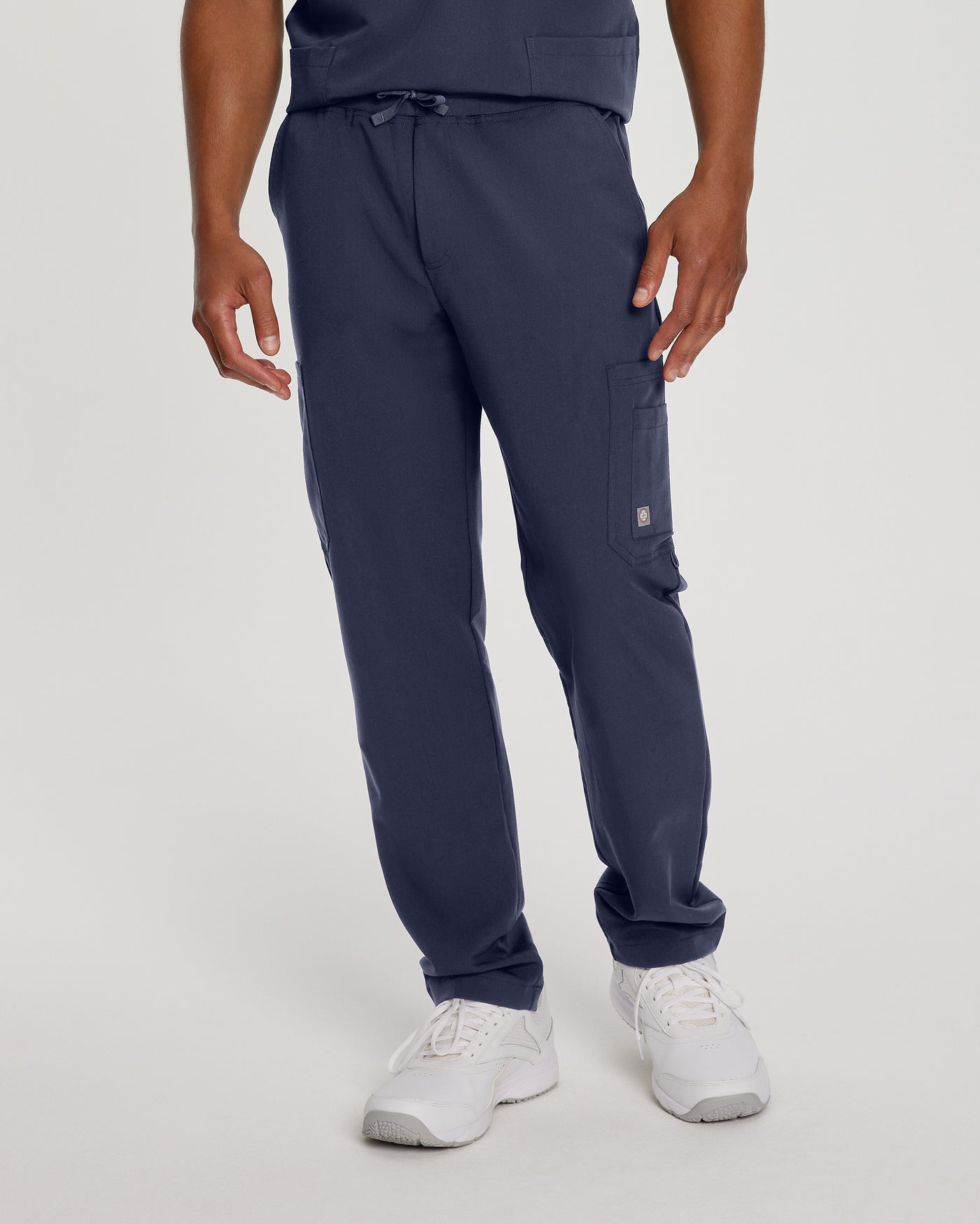 Navy - White Cross V-Tess Men's Straight Leg Cargo Scrub Pants