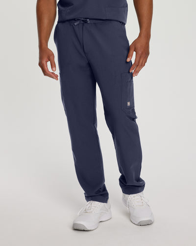 Navy - White Cross V-Tess Men's Straight Leg Cargo Scrub Pants