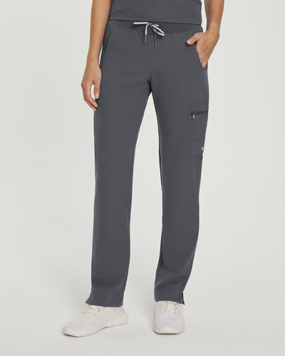Dark Pewter - White Cross V-Tess Straight Leg Cargo Scrub Pants