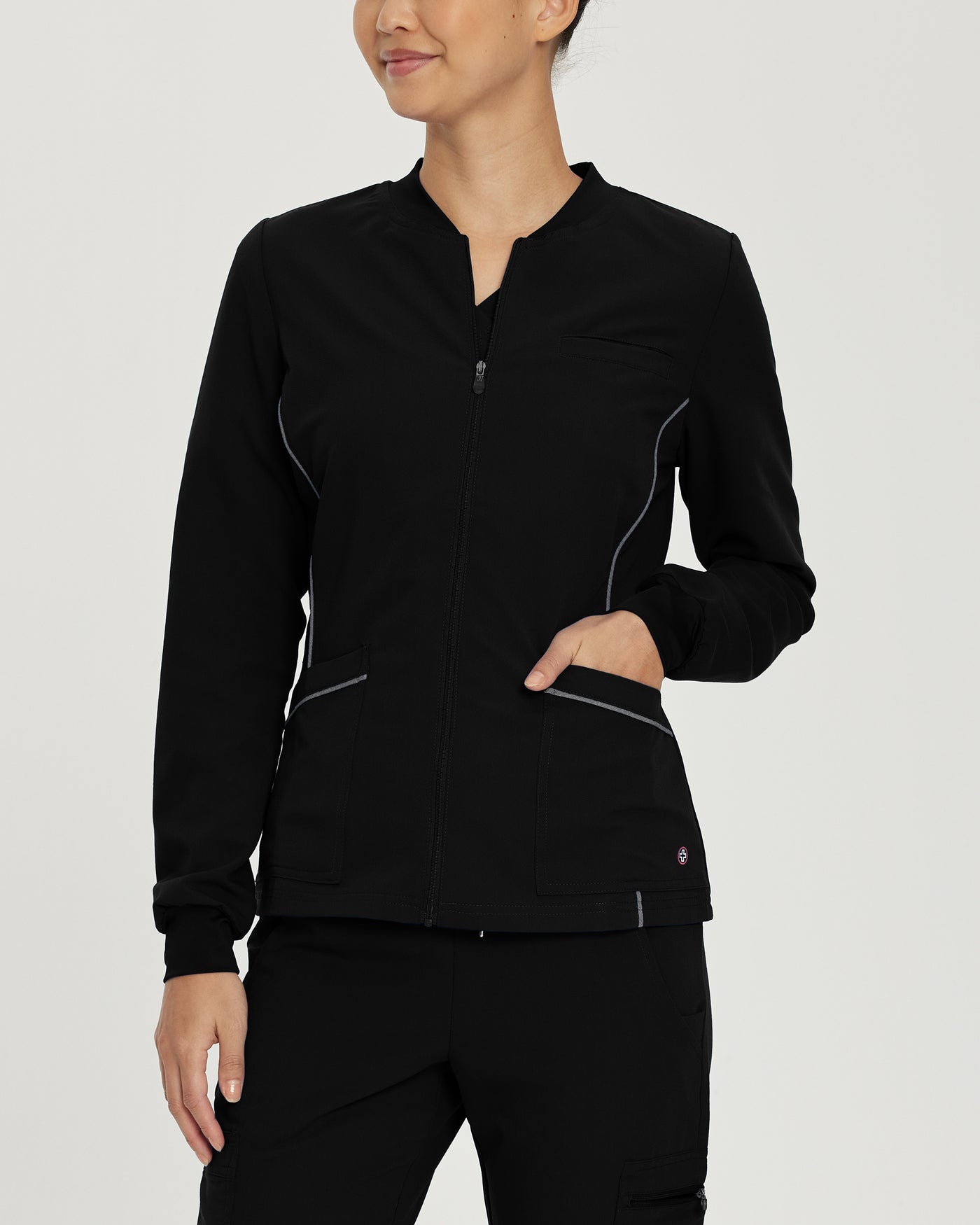 Black - White Cross V-Tess Warm Up Jacket