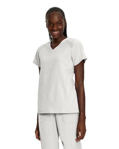 White - White Cross Fit 2-Pocket V-Neck Scrub Top