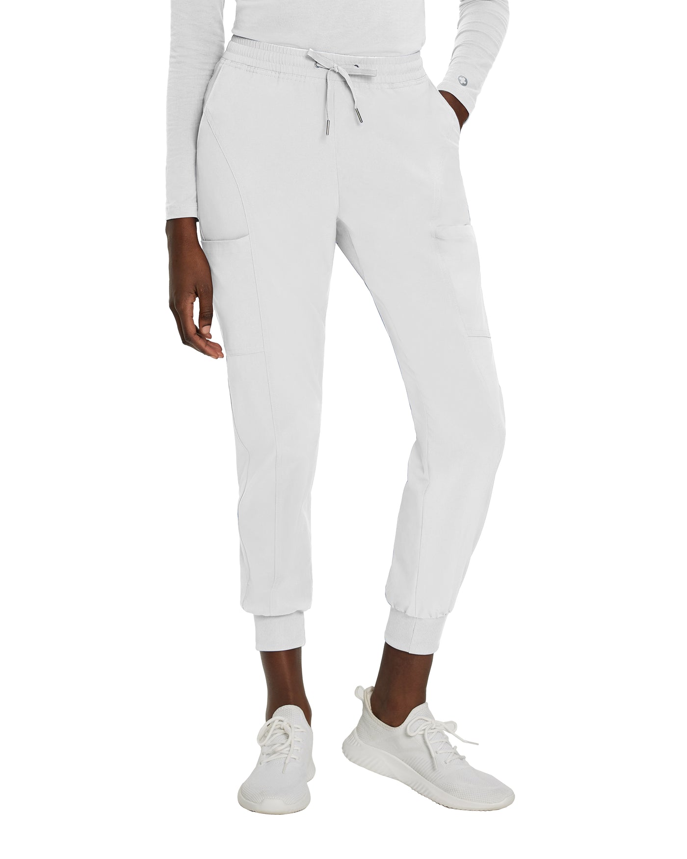 White - White Cross Fit Cargo Jogger Scrub Pants