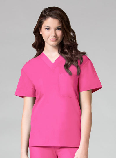 Hot Pink - Maevn Core Unisex V-Neck Top