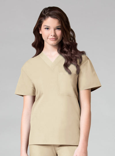 Khaki - Maevn Core Unisex V-Neck Top