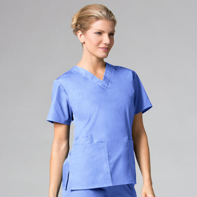 Ceil Blue - Maevn Core Classic V-Neck Top