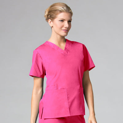 Hot Pink - Maevn Core Classic V-Neck Top
