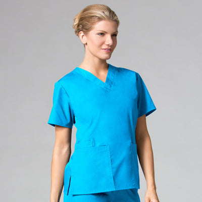 Malibu Blue - Maevn Core Classic V-Neck Top