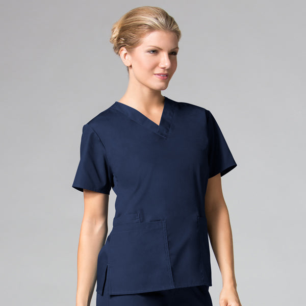 Navy - Maevn Core Classic V-Neck Top