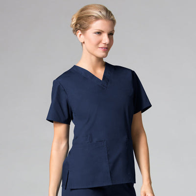 Navy - Maevn Core Classic V-Neck Top