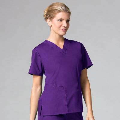 Purple - Maevn Core Classic V-Neck Top