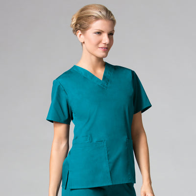 Teal - Maevn Core Classic V-Neck Top