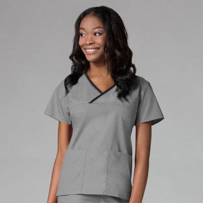 Pewter/Black Trim - Maevn Core Mock Wrap Top