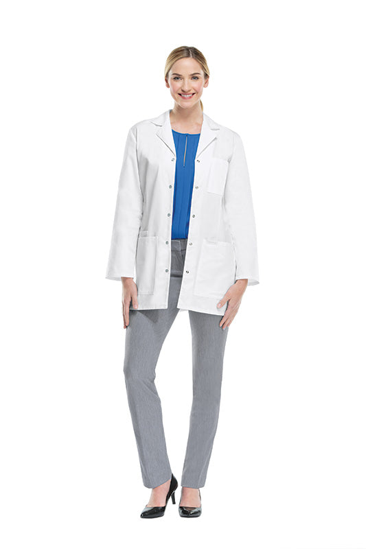 White - Cherokee Lab Coats 32" Women's Snap Front Lab Coat