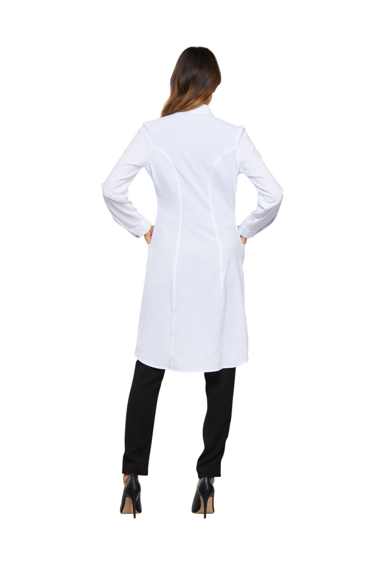 White - Cherokee Infinity 40" Women's Antimicrobial Lab Coat