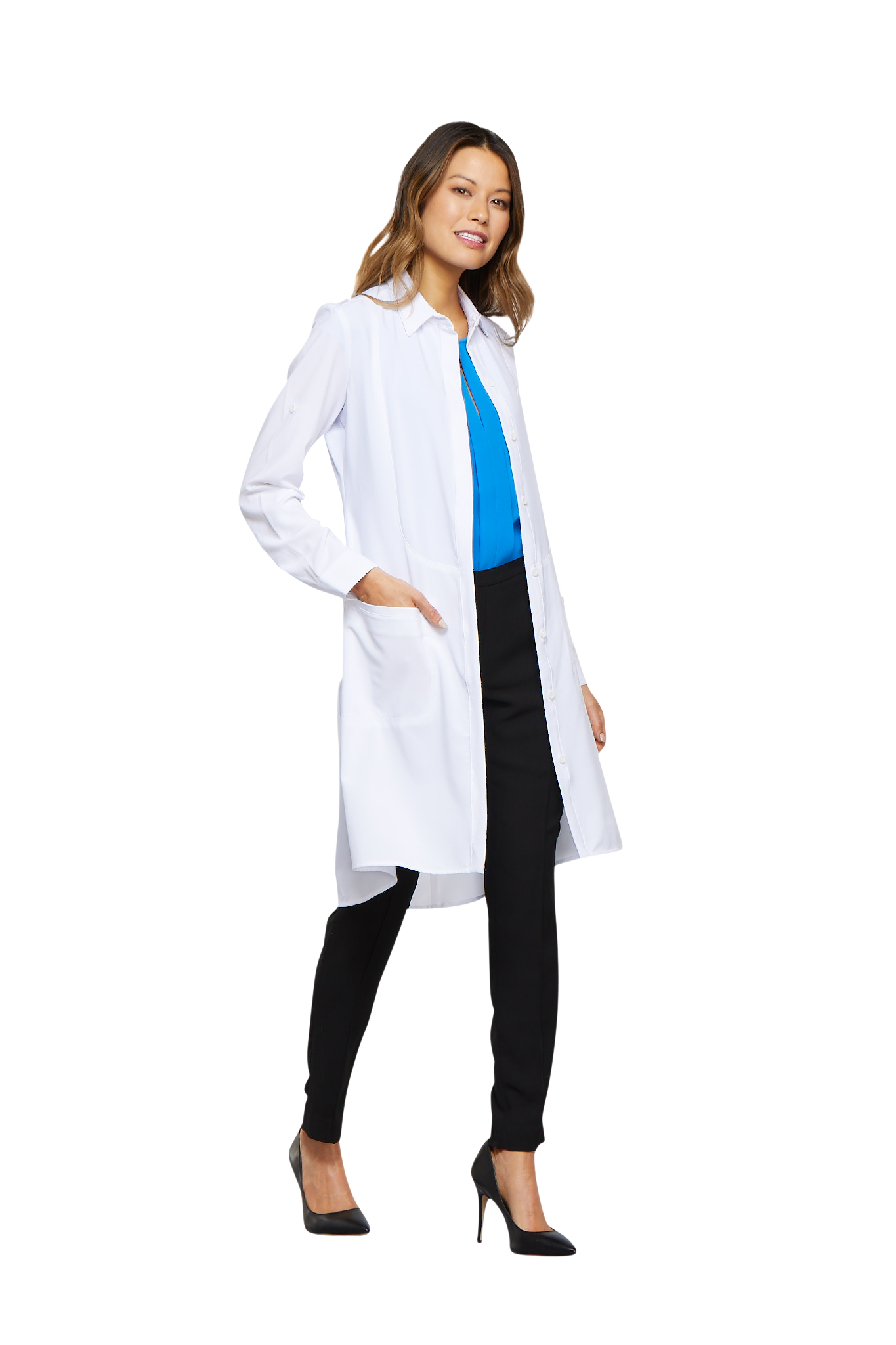 White - Cherokee Infinity 40" Women's Antimicrobial Lab Coat