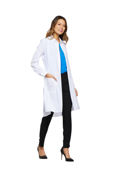 White - Cherokee Infinity 40" Women's Antimicrobial Lab Coat