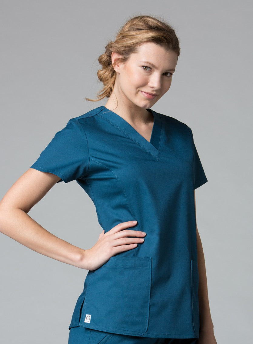 Caribbean Blue - Maevn EON V-Neck Top