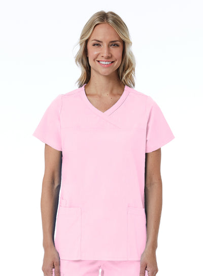 Blush Pink - Maevn Red Panda Curved Mock Wrap Top