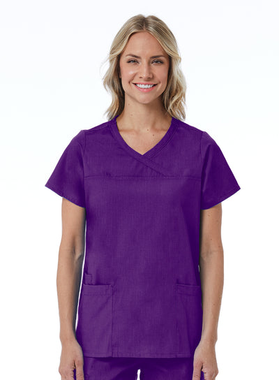 Eggplant - Maevn Red Panda Curved Mock Wrap Top